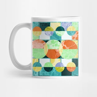 Abstract Mid Century Circles Pattern in Marbled Paper Mug